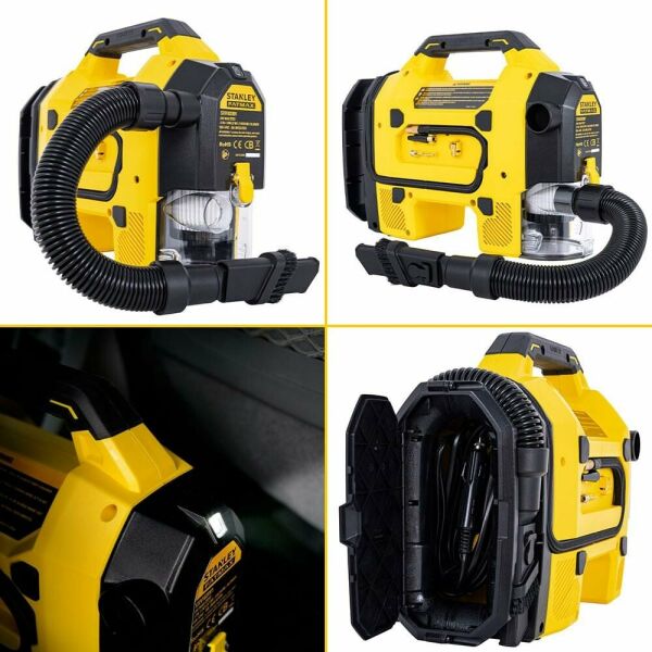 STANLEY SXV02001A Şarjlı Dijital Göstergeli Lastik Yatak Şişirme Pompası + Araç Süpürgesi 160 Psi