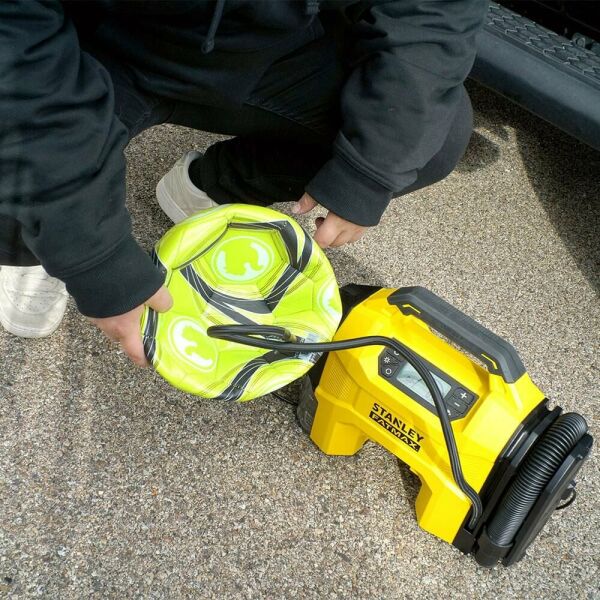 STANLEY SXV02001A Şarjlı Dijital Göstergeli Lastik Yatak Şişirme Pompası + Araç Süpürgesi 160 Psi