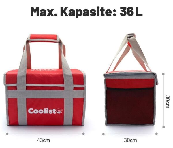 COOLIST CL36 Katlanır Termos Çanta 36 Litre (Kırmızı)