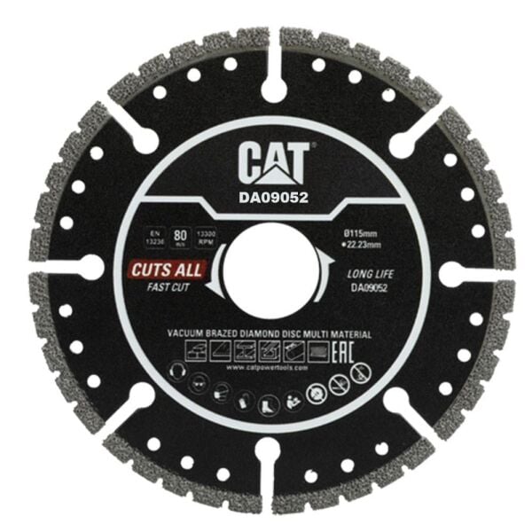 CAT DA09052 115mm Profesyonel Çelik, İnox, Alüminyum, PVC, Fayans, Çok Amaçlı Elmas Kesme Diski (Soketli, Aralıklı Kenar)
