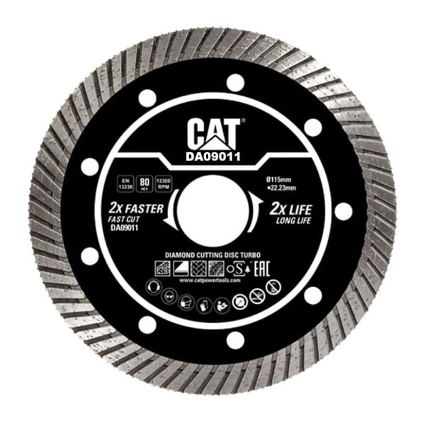 CAT DA09011 115mm Profesyonel Beton, Tuğla, Parke Taşı Elmas Kesme Diski (Turbo Kanallı Kenar)