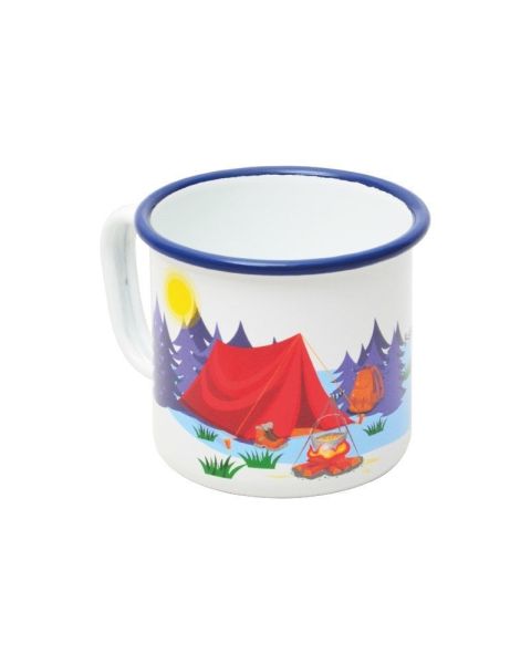 NURGAZ Campout Emaye Kupa Bardak (Beyaz-Çadır)