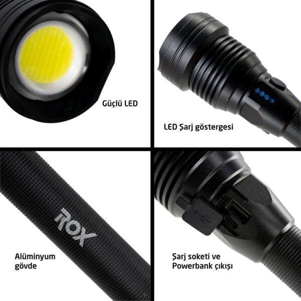 ROX Outdoor Şarjlı Led El Feneri 6000 Lümen (153ROX0214)