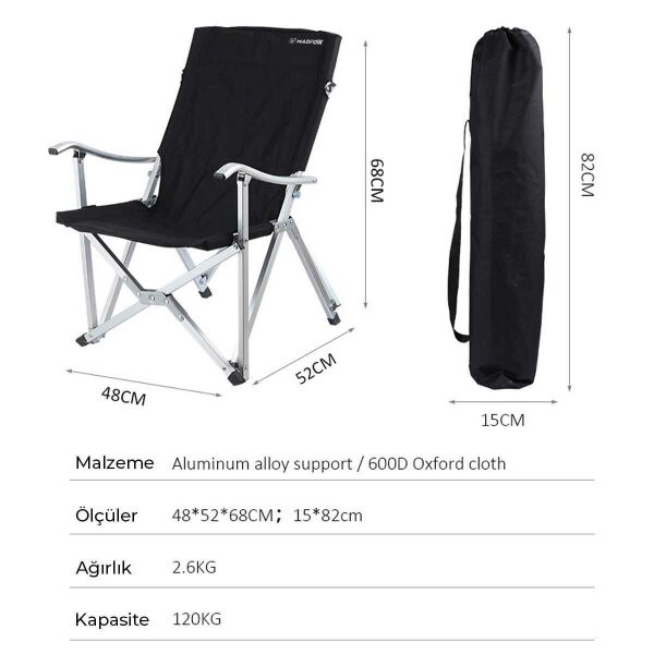 MADFOX Dachuan Katlanır Siyah Kamp Sandalyesi