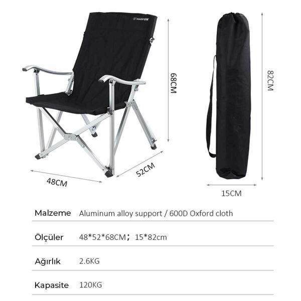 MADFOX Dachuan Katlanır Siyah Kamp Sandalyesi