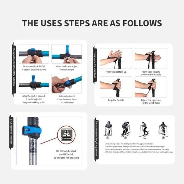 NATUREHIKE ST01 3-NODE AL Teleskopik Trekking Batonu 57-120 mm (Gold)