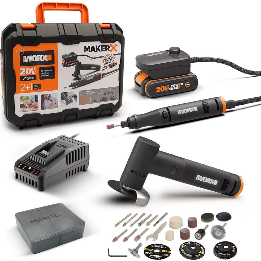 WORX WX990 MakerX 20 Volt Kombo Gravür ve Taşlama Seti