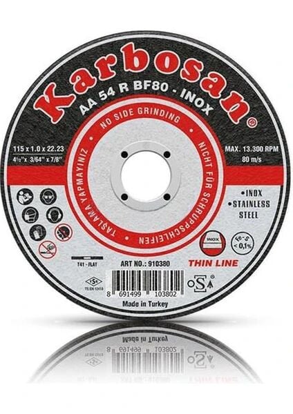 Paslanmaz Çelik (Inox) Kesme Diskleri İnce Düz 125 x 1.0 x 22.23