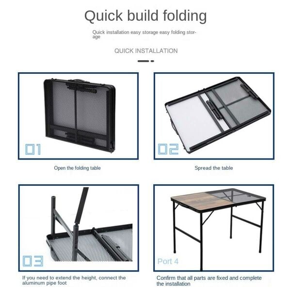 MADFOX Eazy Ahşap Izgaralı Katlanır Kamp Masası