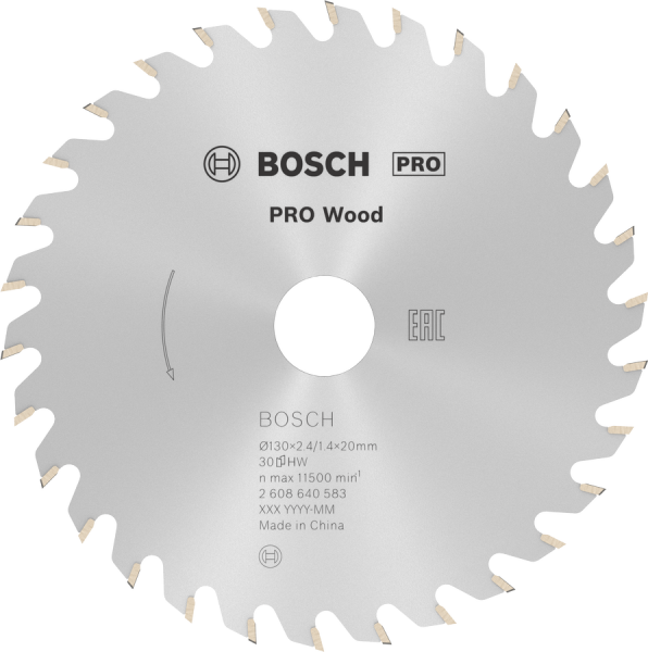 BOSCH Pro Wood  130x20 mm 30 Diş Ahşap Daire Testere Bıçağı