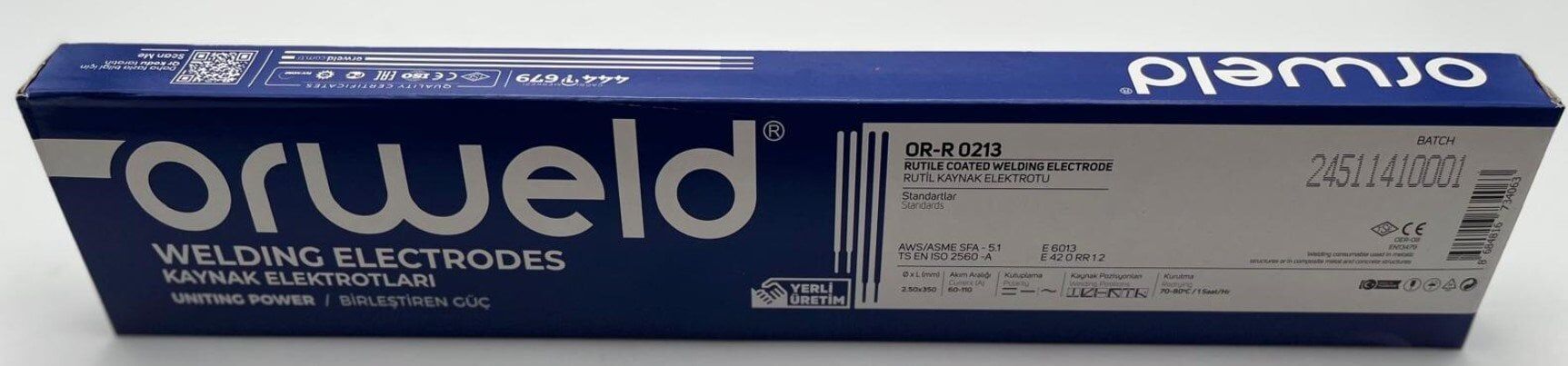 ORWELD OR R-0213 Rutil Elektrod 2.50 mm (100'lü Paket)
