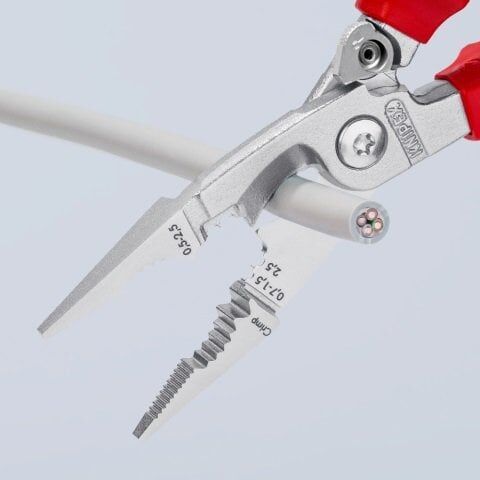KNIPEX VDE 1000 Volt Çok Fonksiyonlı Elektrikçi Pensesi Yaylı 200 mm (1396200)