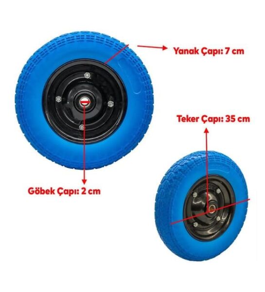 NEXON 350x70 PU El Arabası Tekeri Rulmanlı