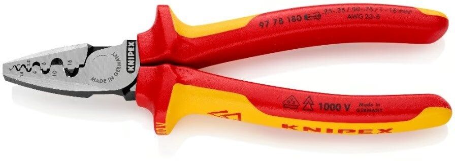 KNIPEX VDE 1000 Volt Elektrikçi Kablo Pabuç Sıkma Pensesi (9778180)