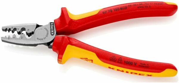 KNIPEX VDE 1000 Volt Elektrikçi Kablo Pabuç Sıkma Pensesi (9778180)