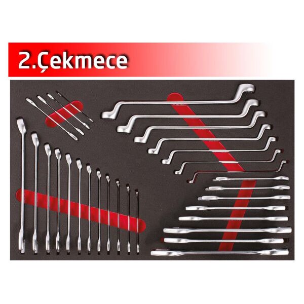 İzeltaş- Partner Serisi Takım Dolabı 5 Çekmeceli Kırmızı ( Dolu-118)