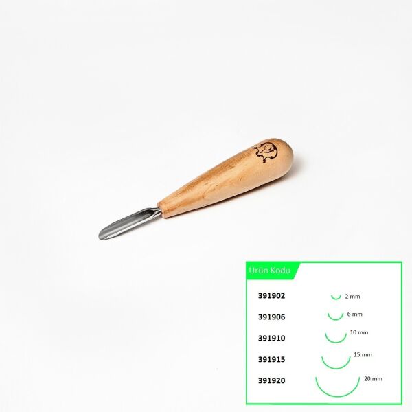 STRYI 391906 Kısa Tip Derin Oluklu Ahşap Oyma Iskarpelası 6 mm