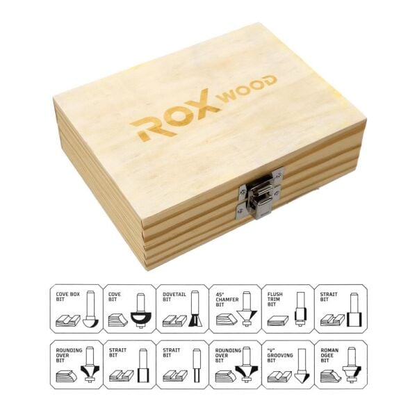 ROX WOOD 0310 Ahşap Freze Seti 12 Parça (Sap: 8mm)