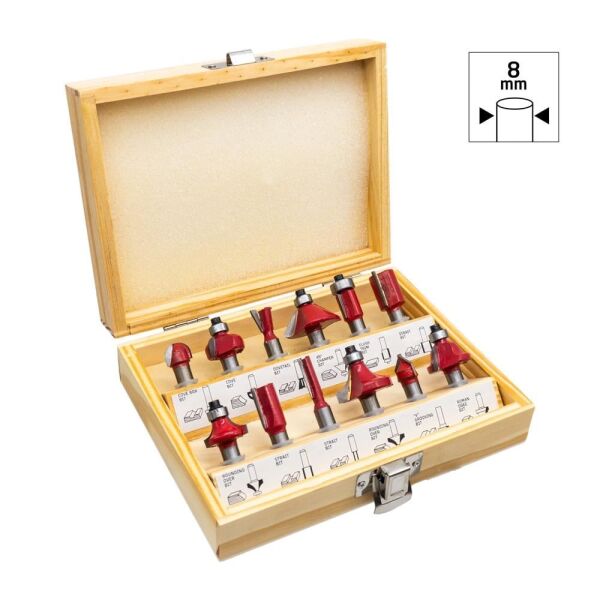 ROX WOOD 0310 Ahşap Freze Seti 12 Parça (Sap: 8mm)