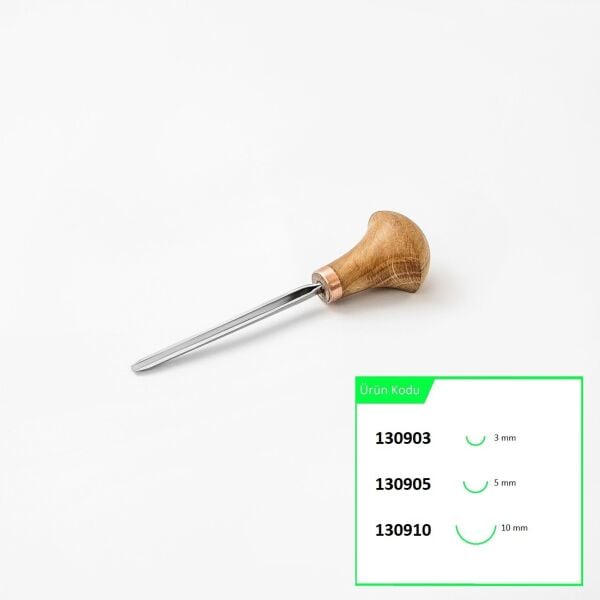 STRYI 130903 Avuç İçi Derin Oluklu Ahşap Oyma Iskarpelası 3 mm