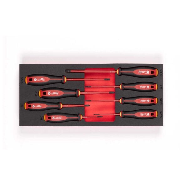 Milwaukee T4932493249 TRI-LOBE 8 Parça VDE Tornavida Seti Organizer Süngerli