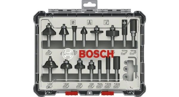 BOSCH 8 mm Saplı Profesyonel Ahşap Freze Bıçak Seti 15 Parça (2607017472)