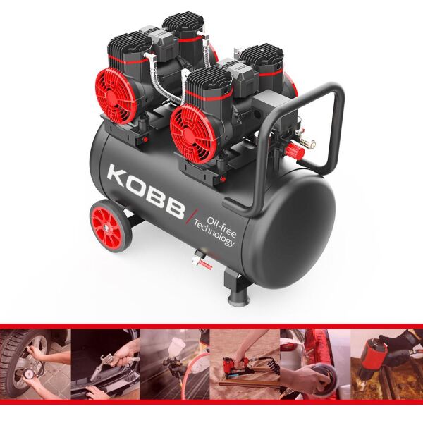 KOBB KBK50S2 İki Motorlu Sessiz Kompresör 50 Litre 4 Hp
