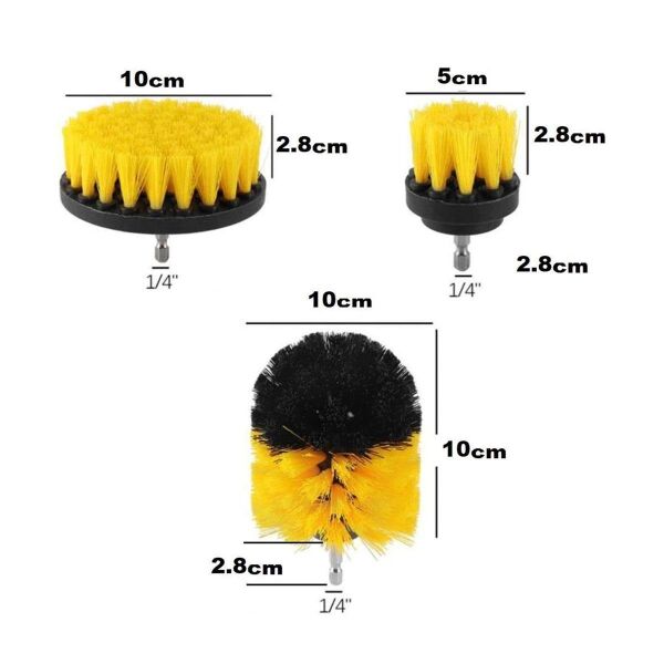 NEXON 6084 Bits Saplı Matkaba Takılabilir Temizlik Fırça Seti 3 Parça