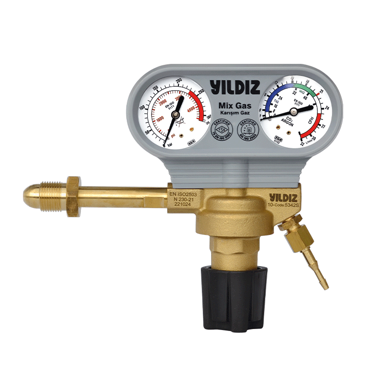 Yıldız 5342S Basınç Düşürücü Karışım Gaz Manometreli G 5/8