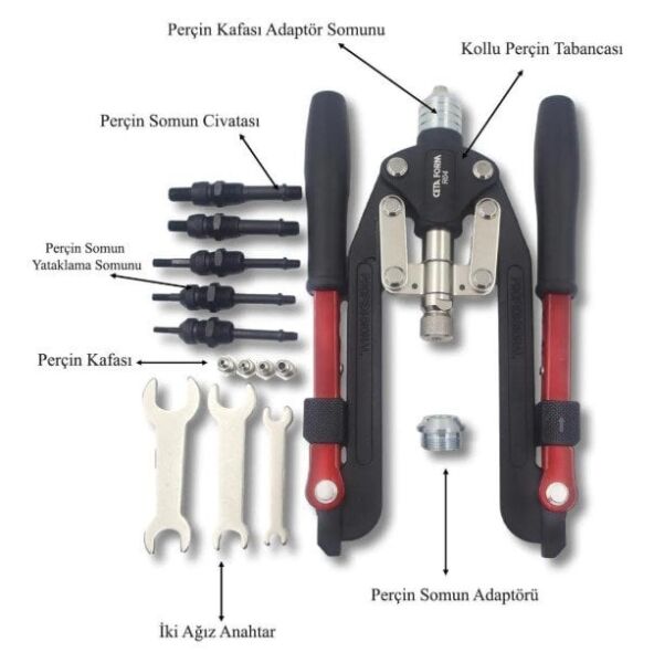 CETA FORM R04K Katlanır Kollu Perçin Tabancası Takımı (Pop/Somun Perçin İçin)