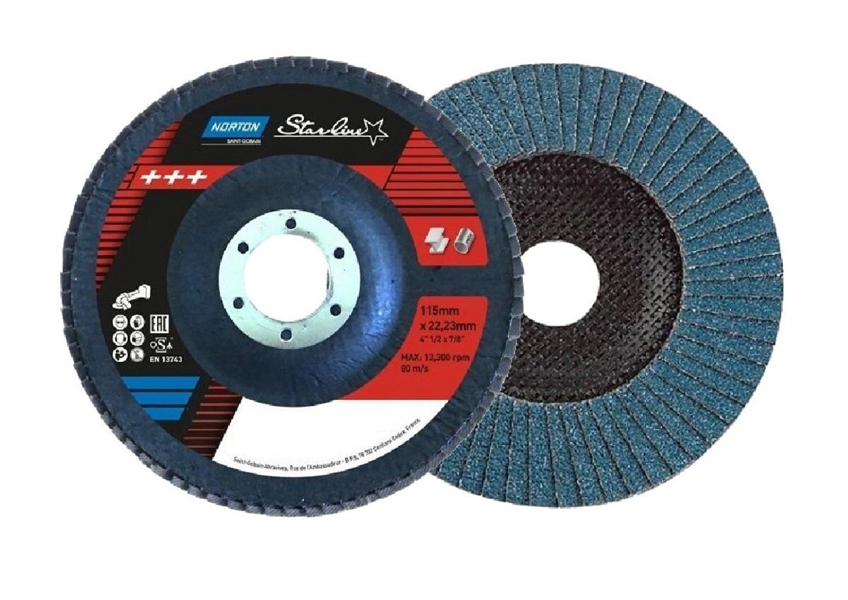 NORTON Starline 115 mm Flap Disk Zımpara Mavi ZR (Kum Seçiniz)
