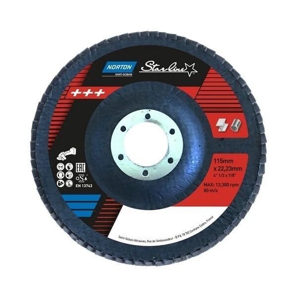 NORTON Starline 115 mm Flap Disk Zımpara Kırmızı Al.Ox (Kum Seçiniz)