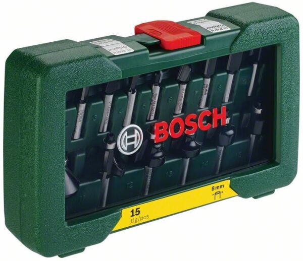 BOSCH 8 mm Ahşap Freze Uç Seti 15 Parça (2607019469)