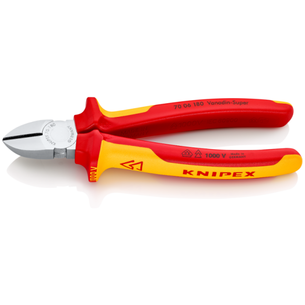 KNIPEX VDE 1000 Volt Elektrikçi Yan Keski 180 mm (7006180)