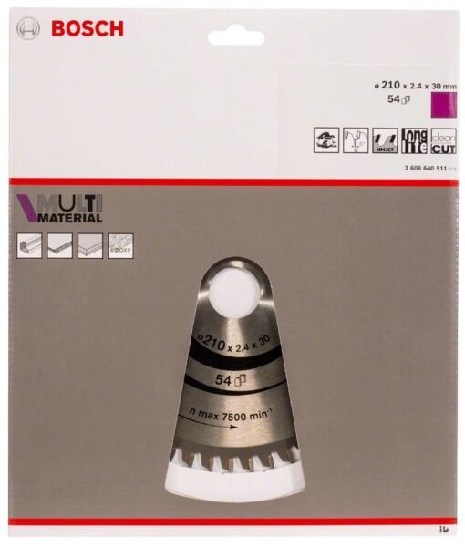 BOSCH PRO MultiMaterial 210x30x2,8 mm 54 Diş Elmas Daire Testere (2608640511)