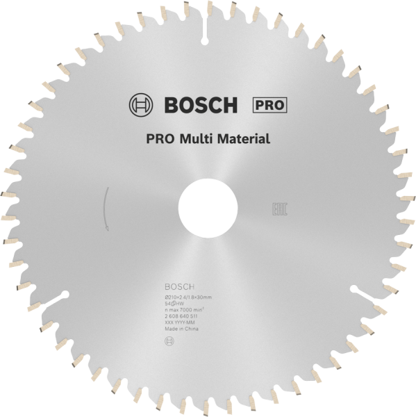 BOSCH PRO MultiMaterial 210x30x2,8 mm 54 Diş Elmas Daire Testere (2608640511)