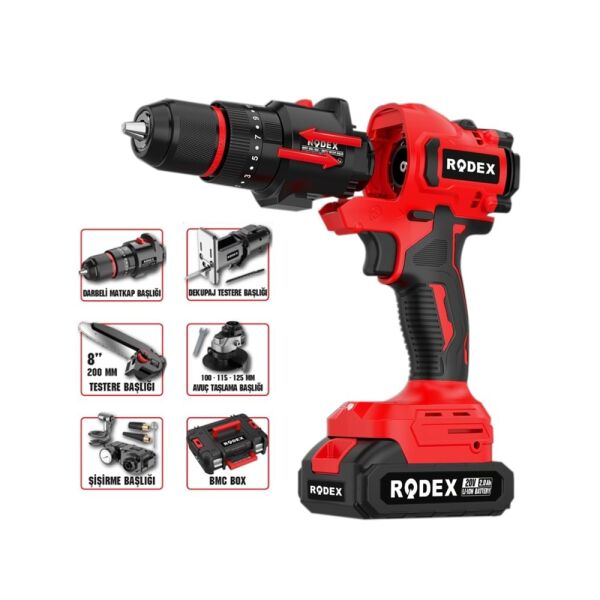 Rodex RDX2705 Akülü Çok Amaçlı 5 Fonksiyonlu Makina 2x2Ah