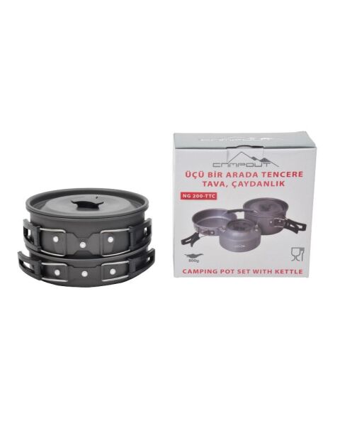 NURGAZ NG 200-TTC Kamp İçin Tencere ve Çaydanlık Seti
