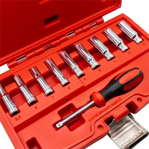 CETA-FORM C04-10PH0 Altı Köşe Derin Lokma Anahtar Takımı 10 Parça 1/4''