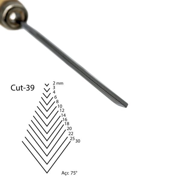 KIRSCHEN Two Cherries Düz V Ağız Iskarpelası 2 mm (Cut 39 - 3139002)