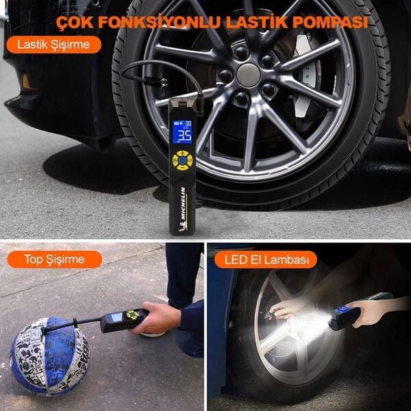 MICHELIN MC33382 Şarjlı Taşınabilir Hava Pompası 150 Psi