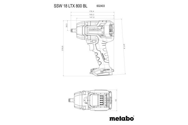 METABO SSW 18 LTX 800 BL Şarjlı Somun Sıkma 18 Volt (Akü ve Şarj Aleti Hariç)