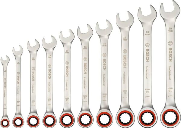 BOSCH Profesyonel 10 Parça Cırcır Kombine Anahtar Takımı (1600A02AU0)