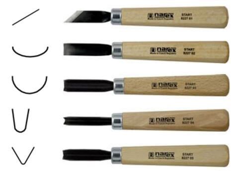 NAREX 869300 Yeni Başlayanlar İçin Çantalı Ahşap Oyma Seti 5 Parça