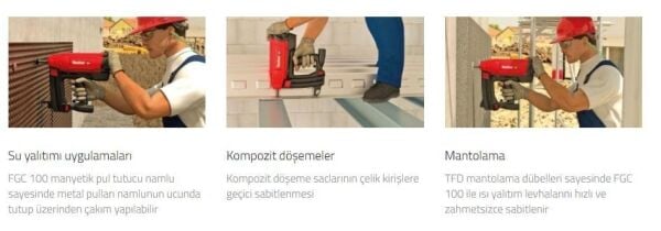 FISCHER FGC 100 Gazlı Beton Çivi Çakma Tabancası Çift Akülü