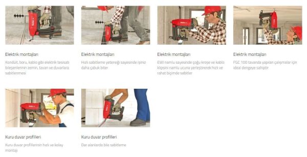 FISCHER FGC 100 Gazlı Beton Çivi Çakma Tabancası Çift Akülü