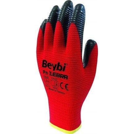 BEYBİ Zebra Nitril Kırmızı İş Eldiveni 9 Numara (1 Çift)