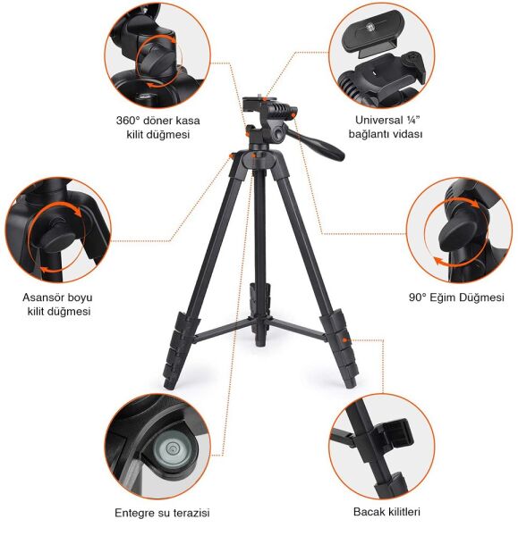 KOBB KBL16T Su Terazili Alüminyum Tripod 160 cm
