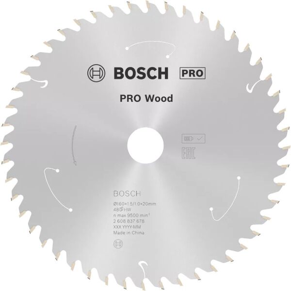 BOSCH 160x20x1,5 mm 48 Diş PRO Wood Ahşap Elmas Daire Testere Bıçağı