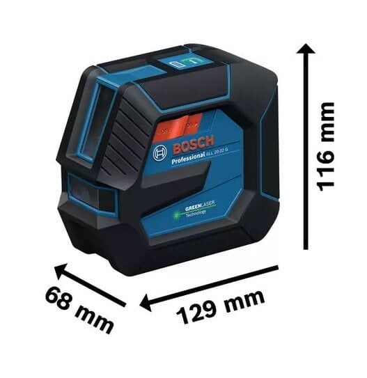 BOSCH GLL 20-22 G Yeşil Lazer Terazi Mıknatıslı ve Tripod Sehpalı Çapraz Çizgili